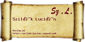 Szilák Lucián névjegykártya